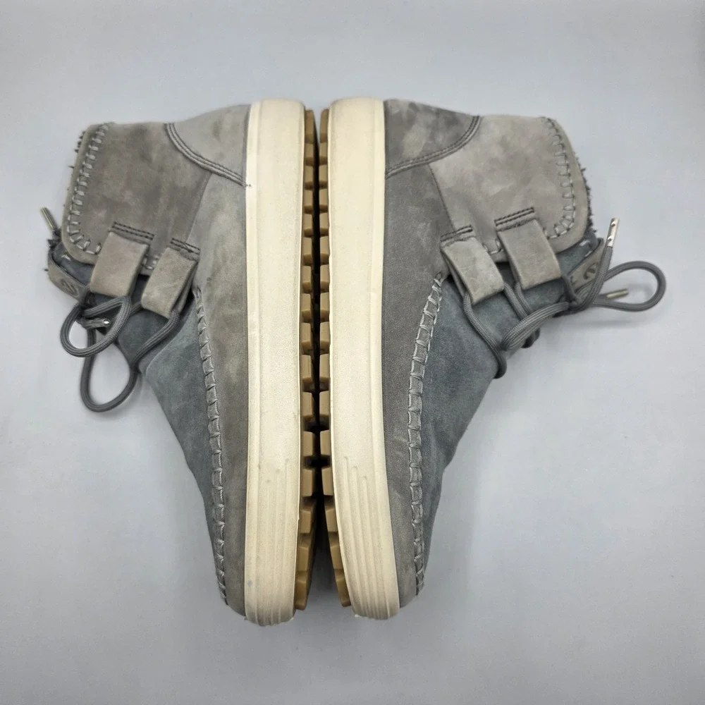 Ecco Boots Womens 8 Gray Blue Ankle Booties Lined Chukka Moccasin‎ Toe Warm